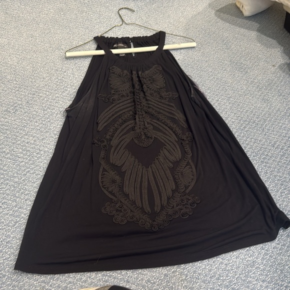 INC INTERNATIONAL CONCEPTS Black with black floral embroidery host pick - Picture 3 of 13